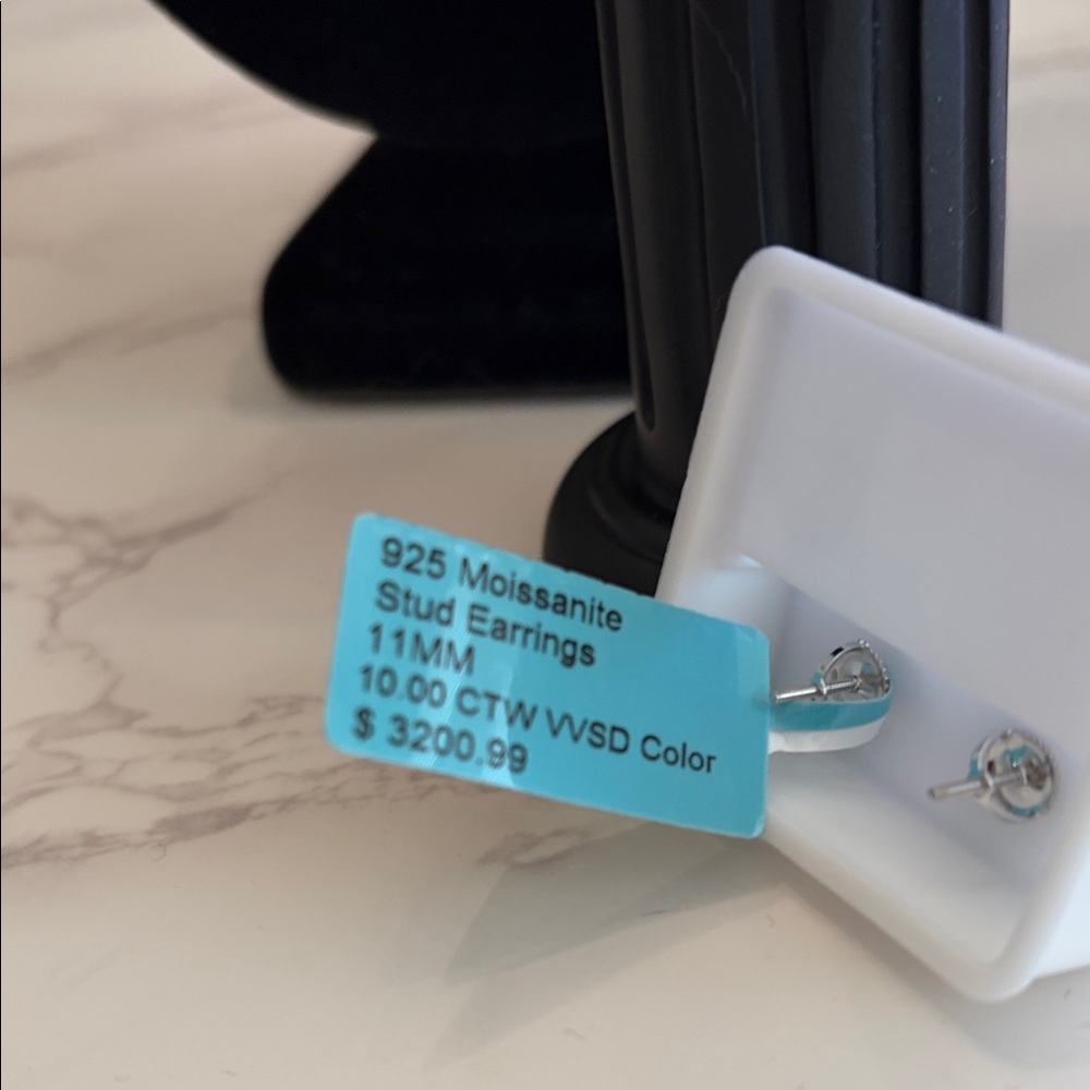 Sterling Silver Moissanite Stud Earrings 10.00 CTW - Picture 2 of 2